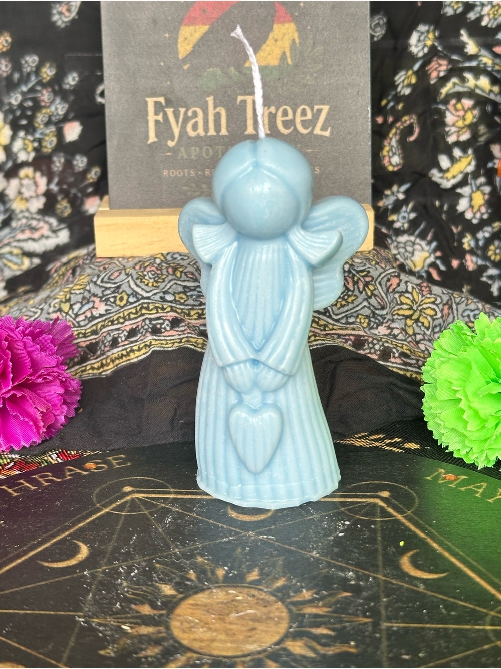 Light Blue Angel Heart Candle